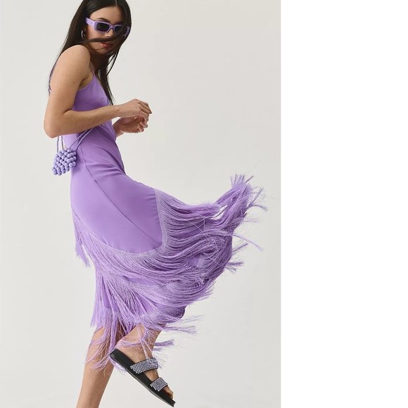 Anthropologie Delfi Collective Asymmetrical Fringe Dress new nwt - Picture 3 of 4